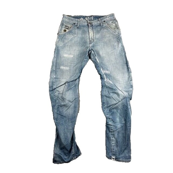 HOT G Star Ripped Jeans Mens G-Star Jeans Mens 36x34 Blue